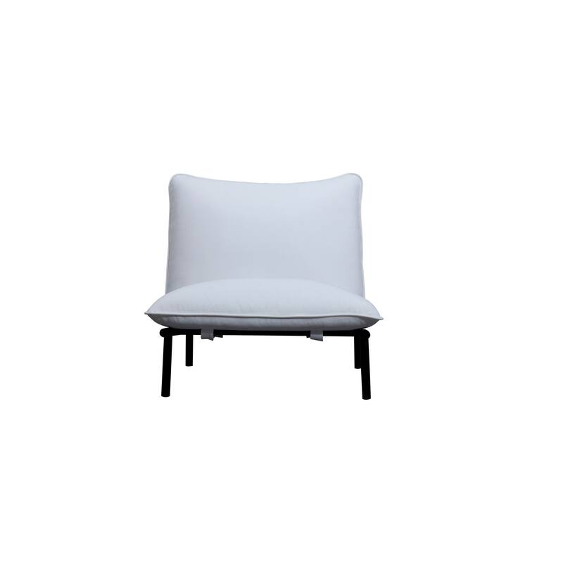 NADAAL STUDIOS Varyn Outdoor Accent Chair, Stainless Steel Frame and Olefin Upholstery, Speckled Charcoal - White