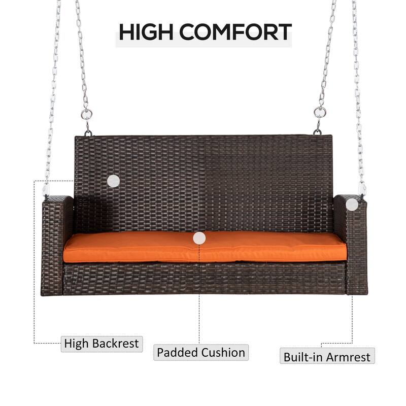 Outsunny 2 Person Wicker Hanging Swing Bench