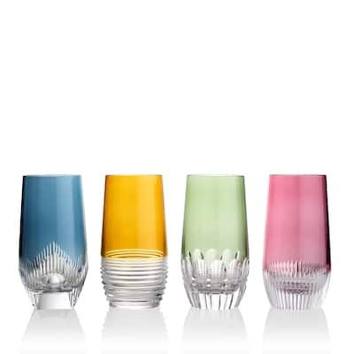 Waterford Mixology Colour Highball 14.5floz, Mixed Pattern, Set of 4