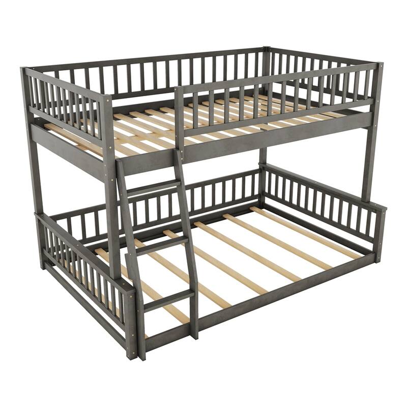 Full XL over Queen Bunk Bed with Ladder and Guardrails