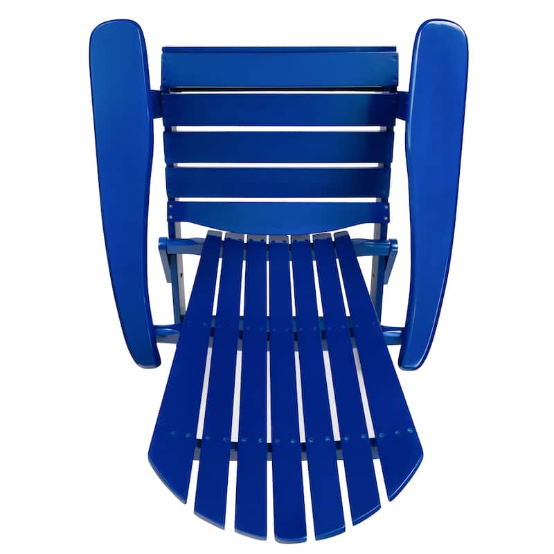 Blue Adirondack Chair Folding Patio Seating with Slatted Backrest, Leisure Chair Reading Chair Leisure Chair