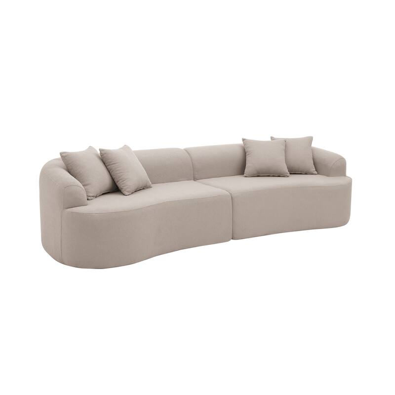 Roomfitters Curved Modular Sectional Sofa in Lamb's Wool Fabric, Modern Compressed Sofa No Assembly, Cozy for Living Room