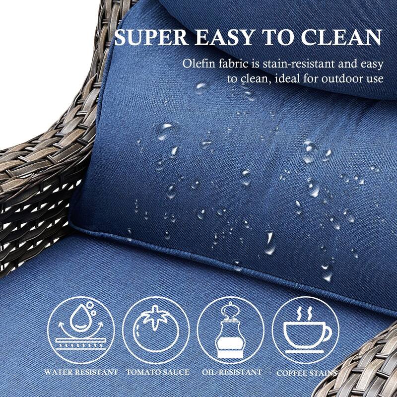 Arcadia 5-Piece Wicker Patio Set with 4 Swivel Glider Chairs and All-Iron Fire Pit