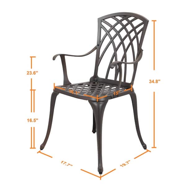 dimension image slide 0 of 2, NUU GARDEN 5-piece Antique Bronze Cast Aluminum Patio Dining Set