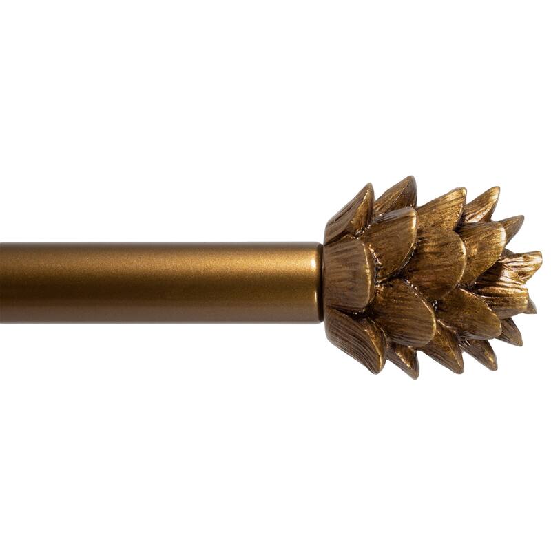 3/4" Farmhouse Pinecone Curtain Rod Adjustable Designer Window Single Rod - 24"-48" - Renaissance Gold