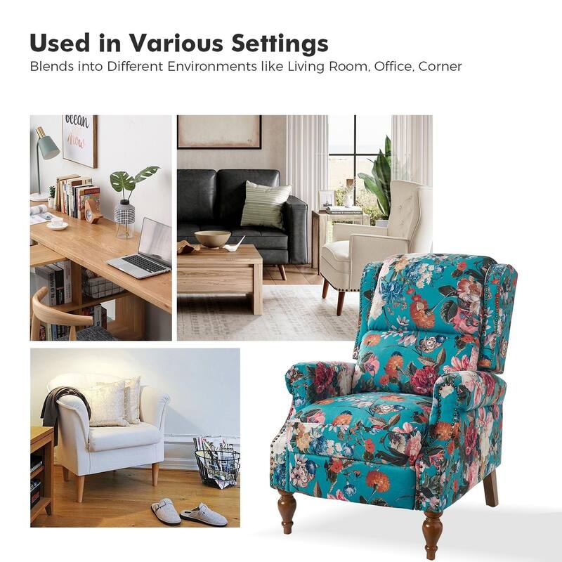 Terri Classic Cutaway Arms with Nailheads Manual Recliner for Living Room Set of 2 by HULALA HOME