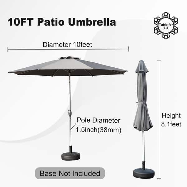 dimension image slide 2 of 4, 10FT Patio Umbrella, Outdoor Table Umbrella with Push Button Tilt and Crank
