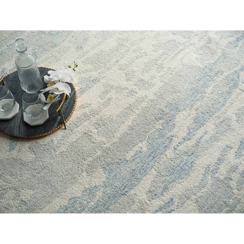 Cortero Handmade Hand Tufted New Zealand Wool Blue/Ivory Area Rug.