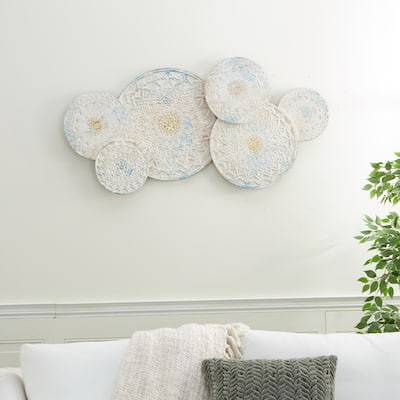 White Wood Intricately Carved Floral Home Wall Decor with Mandala Design