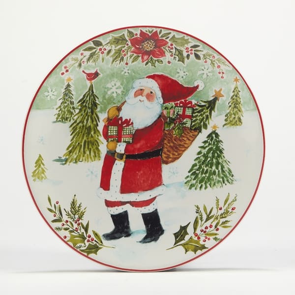 Certified International ENCHANTED SANTA Boxed Dessert plate