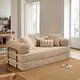 preview thumbnail 1 of 71, OVIOS Supreme Soft Fluffy Loveseat Sleeper Sofa Corduroy​ -Beige