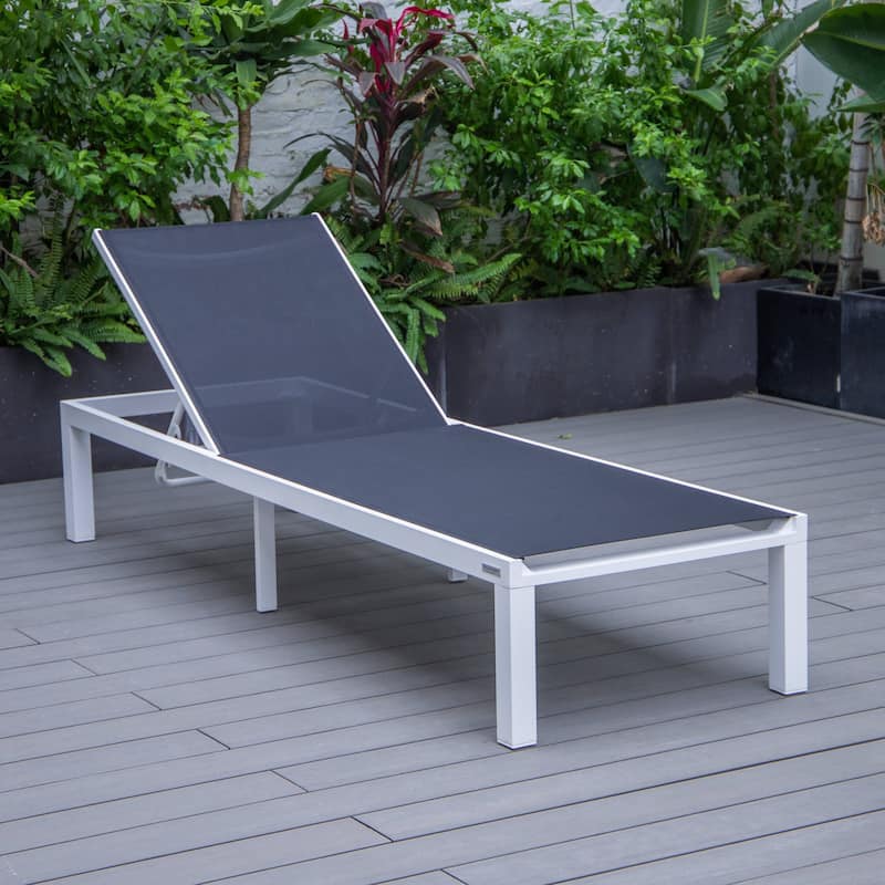 Aluminum Beach Pool Sun Lounge Chair Sling Mesh Fabric Reclining Stackable Lounger Chair