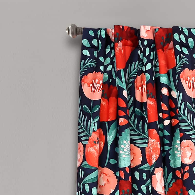 Porch & Den Egger Poppy Patterb Room Darkening Curtain Panel Pair