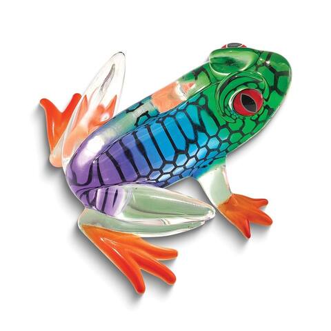 Curata Island Hopper Frog Handmade Colorful Glass Figurine - 1.75" x 2.25"