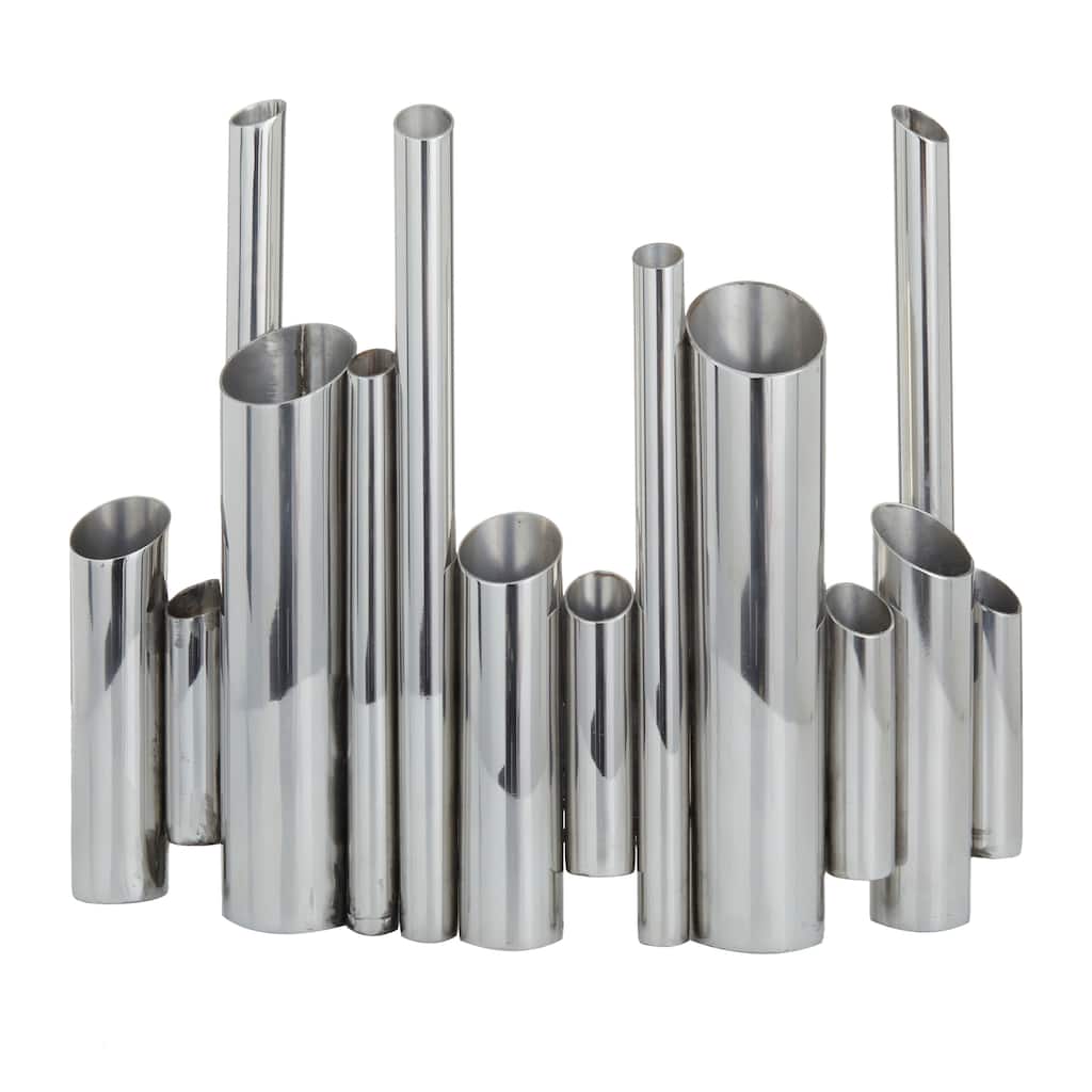 Stainless Steel Metal Organ Pipe Tube Vase - Silver - CosmoLiving by Cosmopolitan - 4"W x 14"L x 12"H