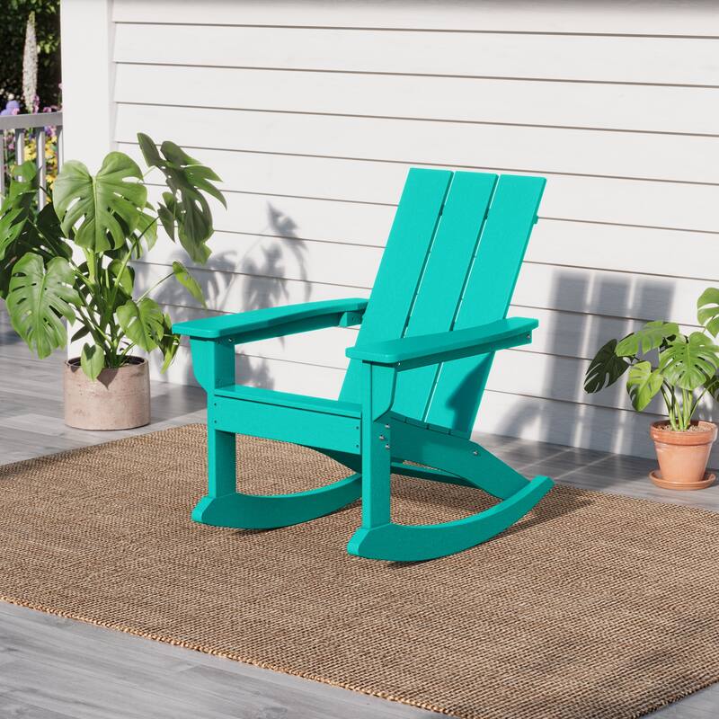 Shoreside Modern Eco-Friendly All Weather Poly Adirondack Rocking Chair