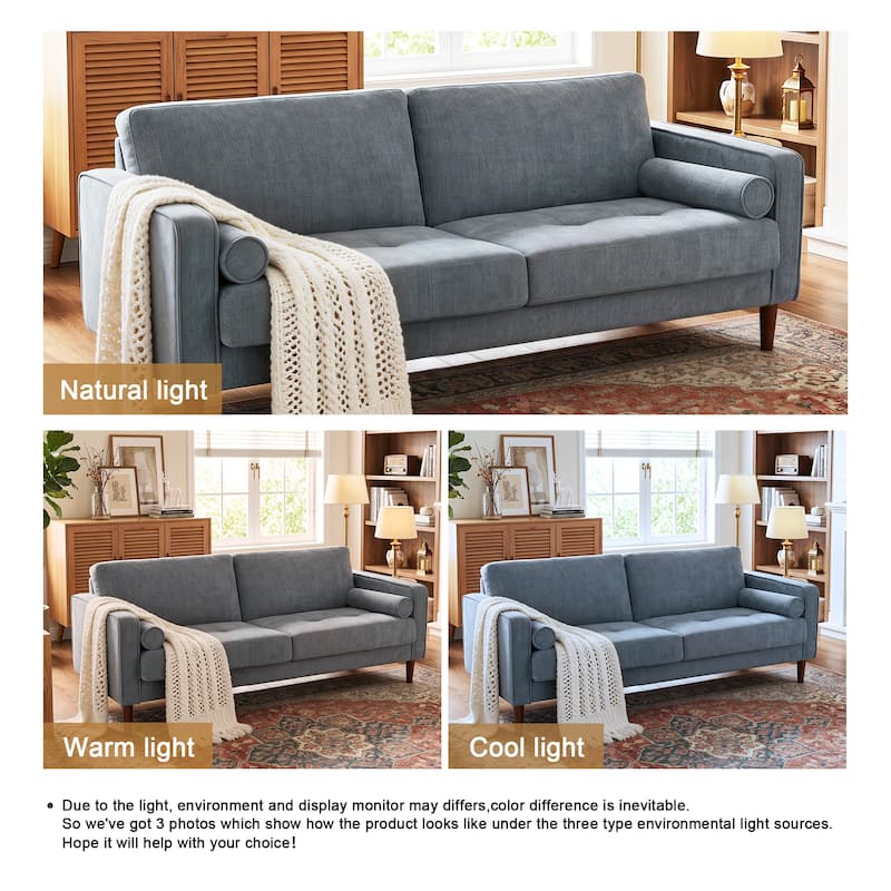 62.5'' W Corduroy Couch Upholstered Square Arm Sofa