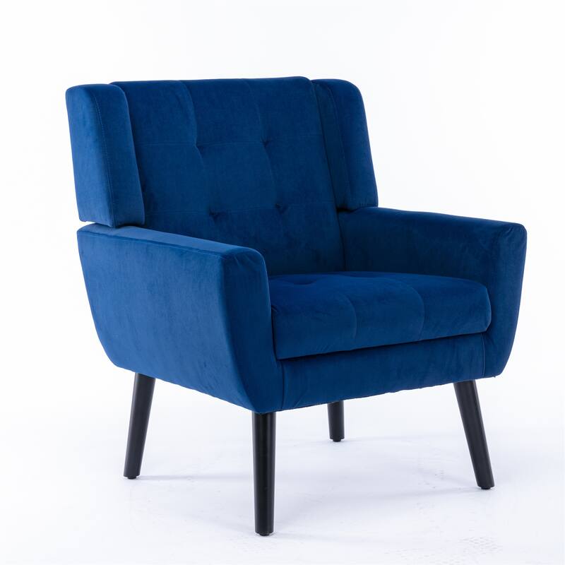 Stylish Upholstered Seating Armchair with Tapered Metal Legs, Light Blue Single Sofa Chair Accent Chair with Flared Armrests