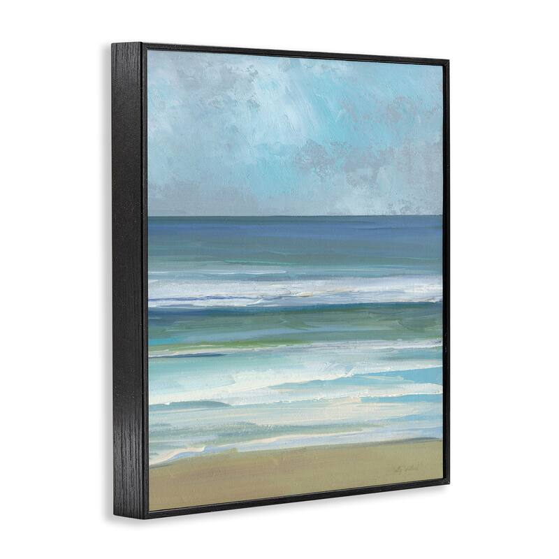 Stupell Calming Blue Waves Impression Framed Giclee Art Design By Sally Swatland