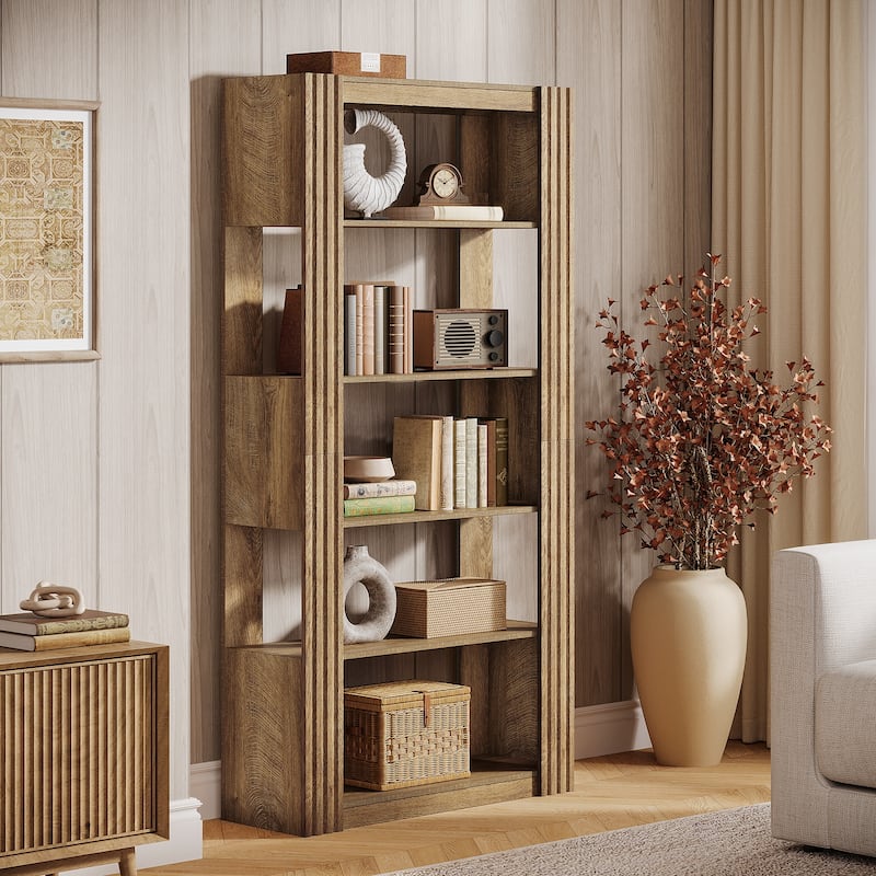 5-Tier Open Bookcase Bookshelf Floor Standing Wood Display Shelves