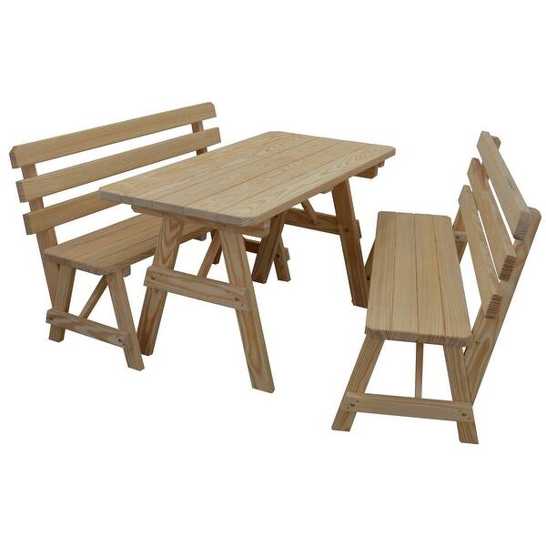 Pine 5' Picnic Table with 2 Backed Benches On Sale Bed Bath