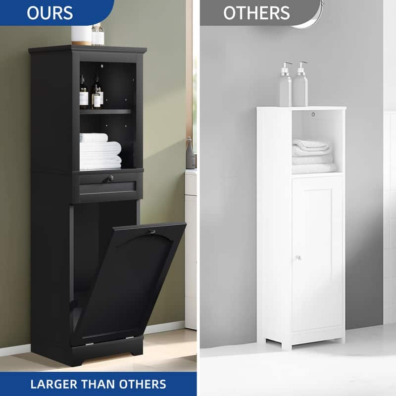 Moasis 53" Tall Tilt Out Laundry Hamper Bathroom Storage Cabinet