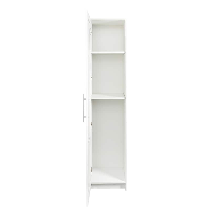 White Wood Stackable Wall Mounted Storage Cabinet Tall Shelves 1 Door - 15.75 x 15.75 x 70.87