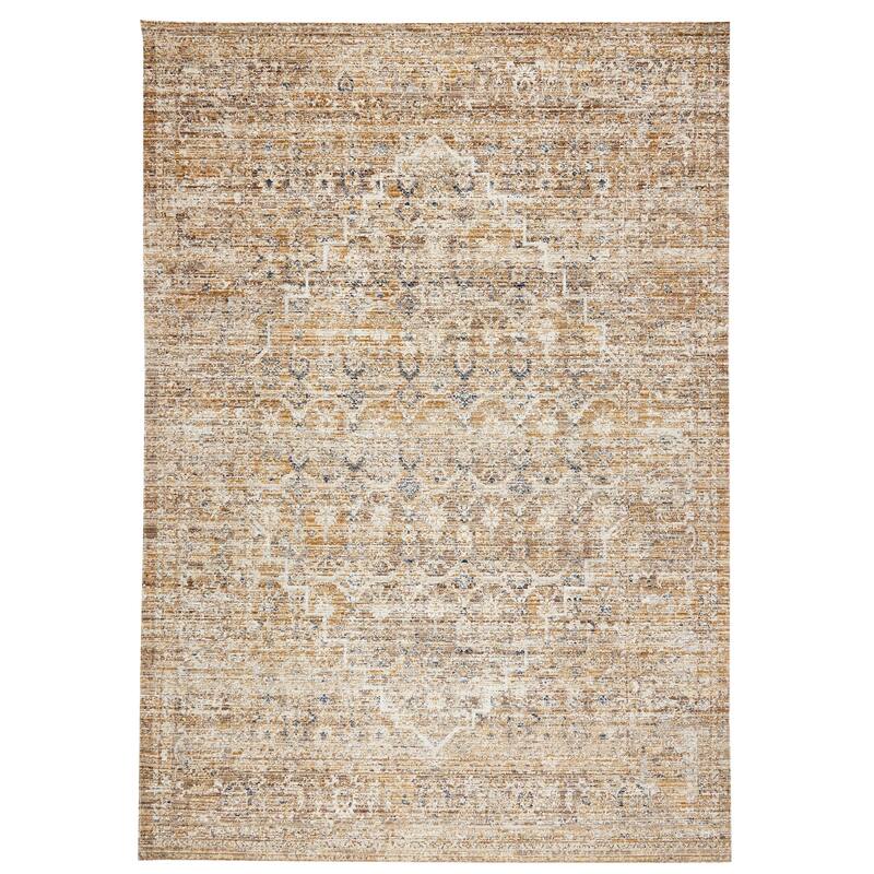 Terra by Obeetee Ava Distressed Arabesc Rug - Straw Stripe - 7'10" x 9'10"