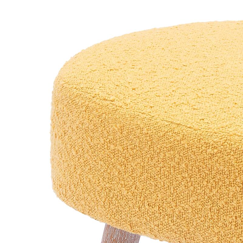 Boucle Polyester Upholstered Ottoman - Stain Resistant