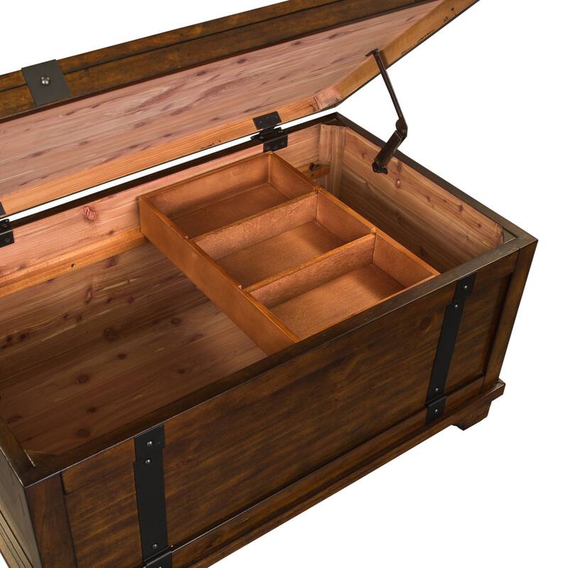Aspen Skies Russet Brown and Metal Accents Storage Trunk