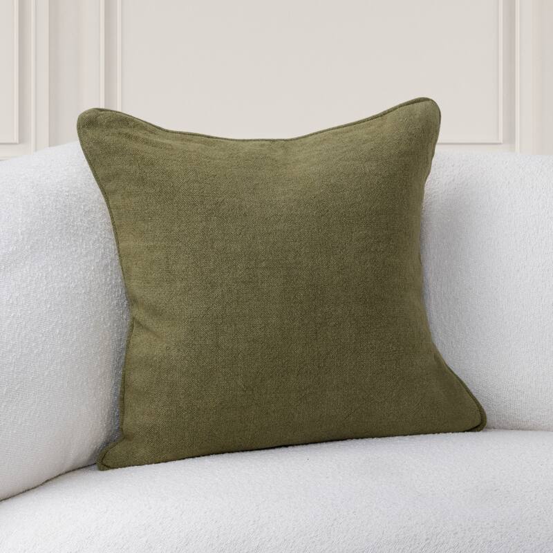 Villa by Classic Home Bedford Linen Fabric Throw Pillow - Olive Green
