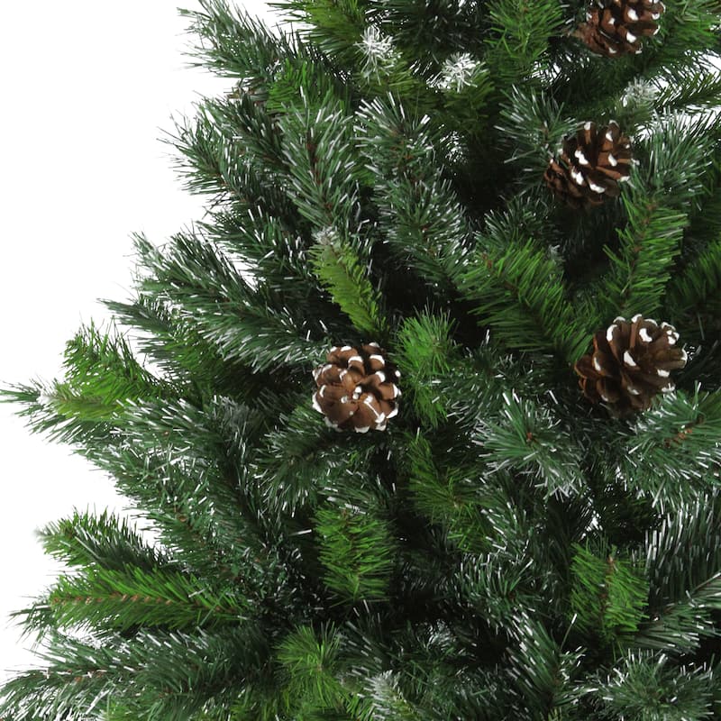Full Snowy Delta Pine with Cones Artificial Christmas Tree - 7' - Unlit - 7 Foot