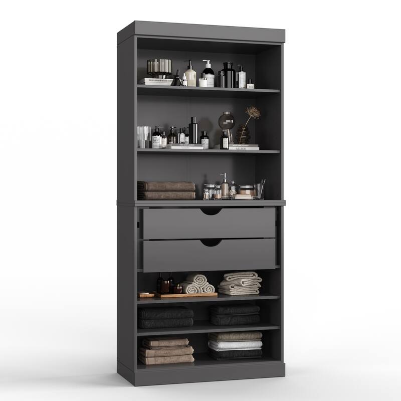 100% Solid Wood 32" Bathroom Cabinet with Optional Doors, 2-Drawers by Palace Imports