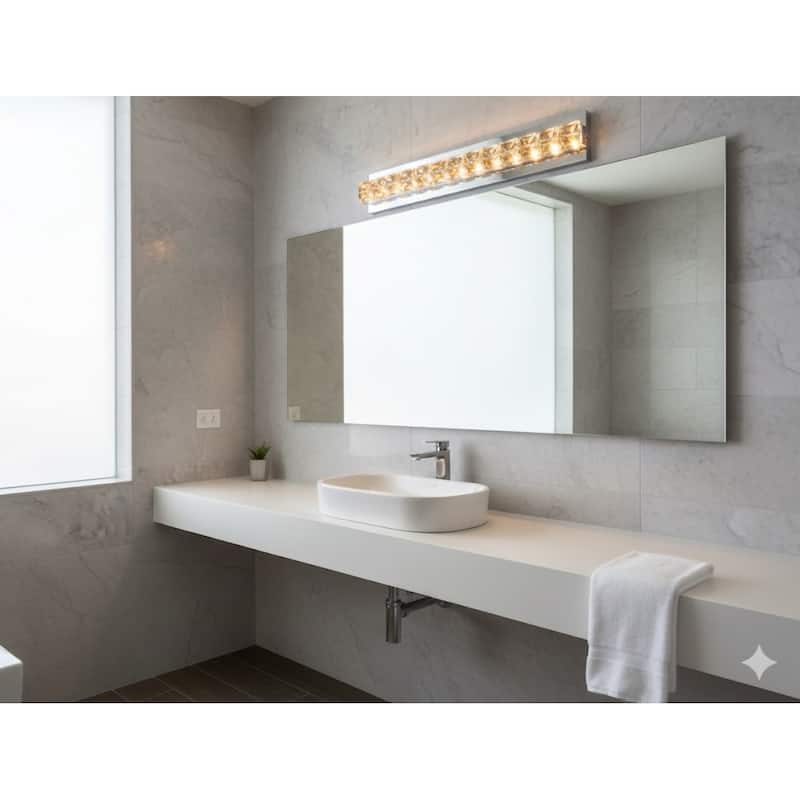 1-Light Chrome Wall Sconce With Clear Crystal Accents