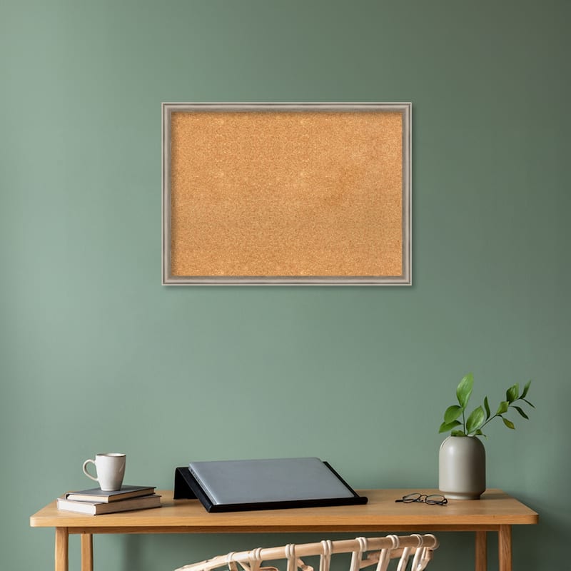 Salon Scoop Wood Framed Natural Corkboard Bulletin Board
