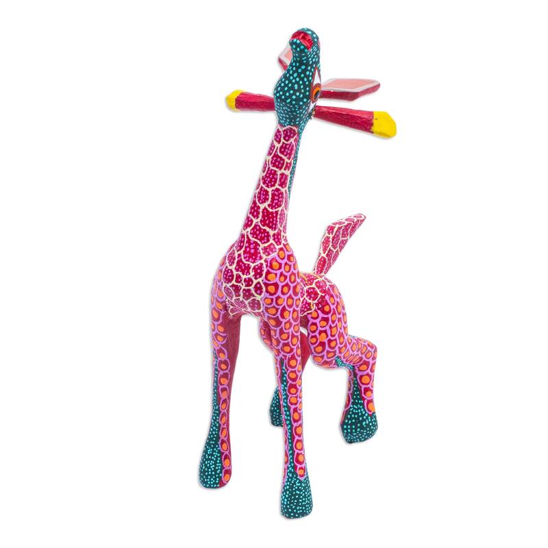Novica Handmade Stargazing Giraffe In Red Wood Alebrije Sculpture