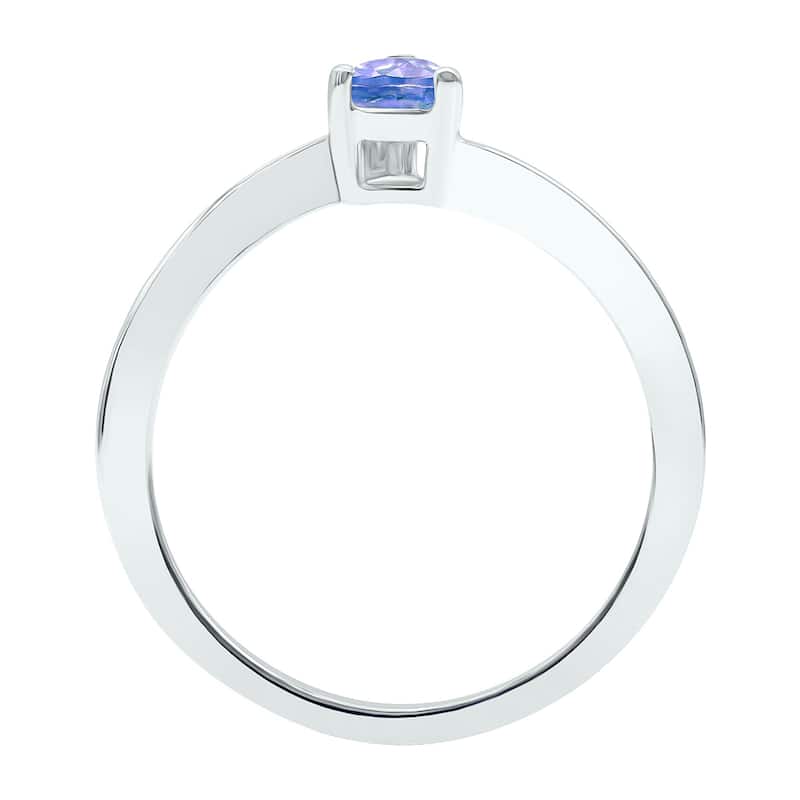 Women's Solitaire Tanzanite Wave Ring in 10K White Gold