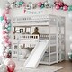 preview thumbnail 2 of 13, Modren Full Over Full Over Full Triple Bunk Bed with Built-in Ladder and Slide,Guardrails For Bedroom
