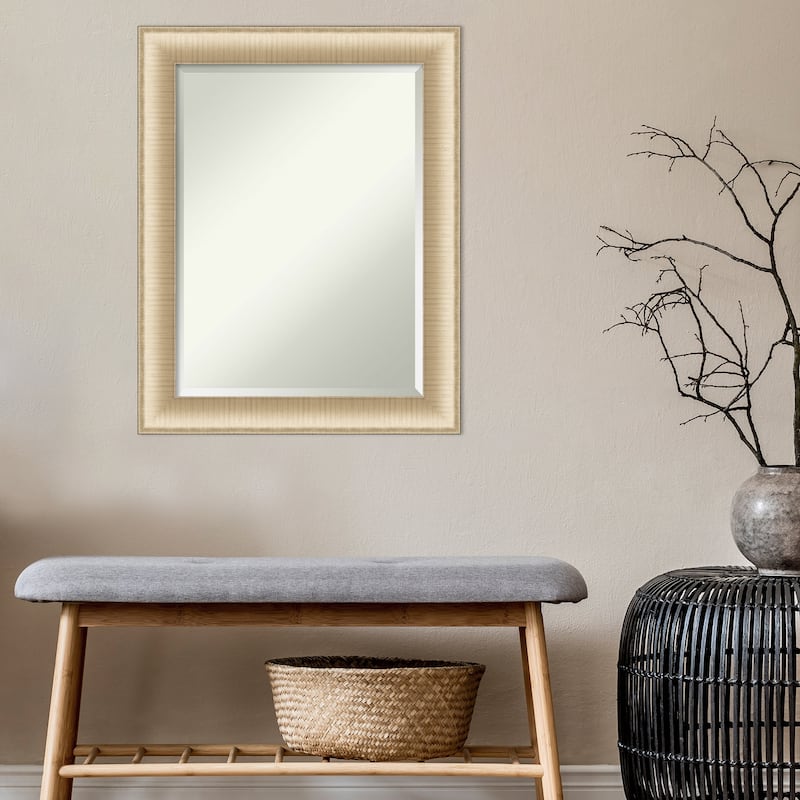 Beveled Bathroom Wall Mirror - Elegant Brushed Honey Frame