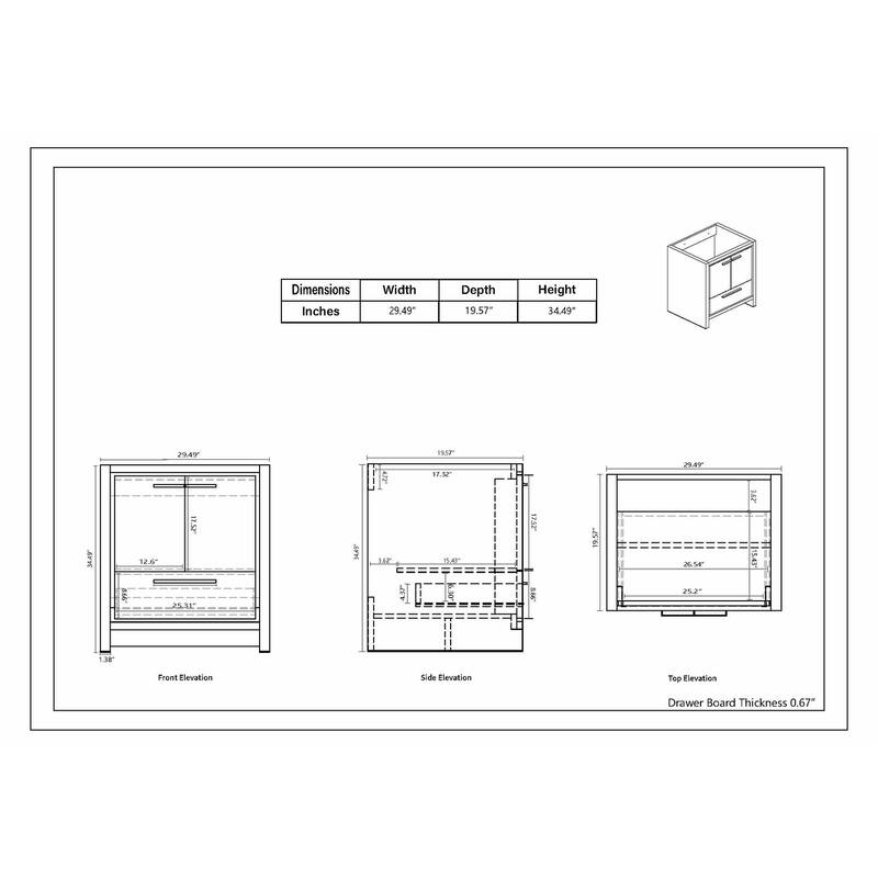 Dove 30'' Freestanding Vanity with Reinforced Acrylic Sink