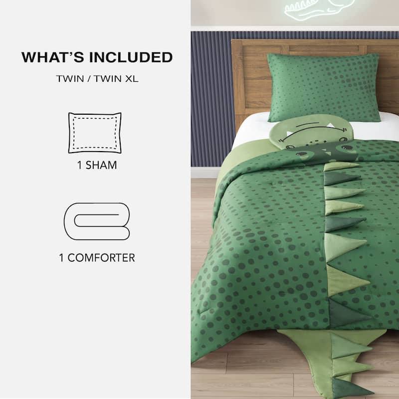 3D Animal Juvenile Comforter Set - Twin - Green