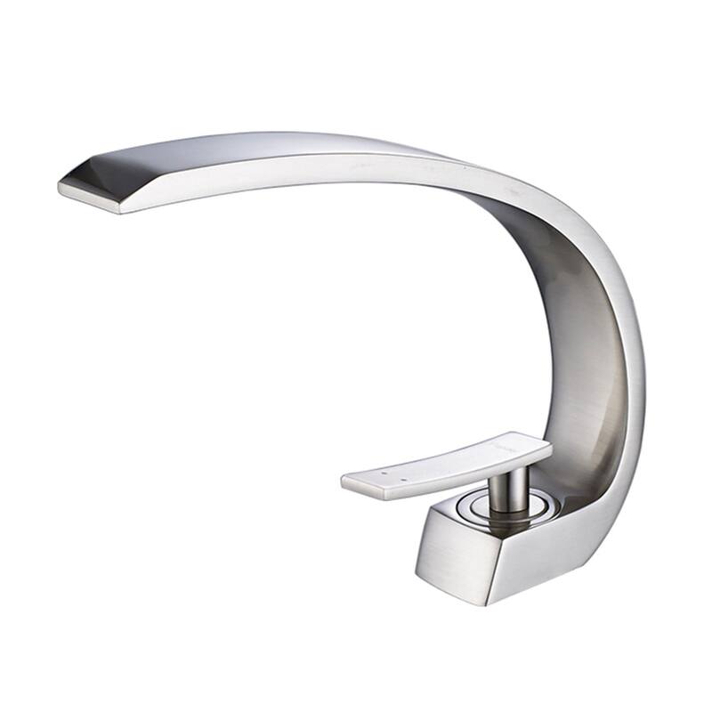 Nickel Single Hole Arch Bathroom Sink Vessel Faucet