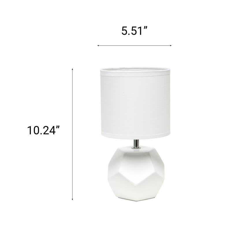 10.24" Modern Geometric Table Lamp with Ceramic Base and Fabric Shade for Bedroom or Office - 5.51"L x 5.51"W x 10.24"H