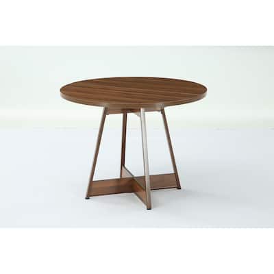 39.4" Round Dining Table for 4, Farmhouse Kitchen Table with Wooden Reinforced Base