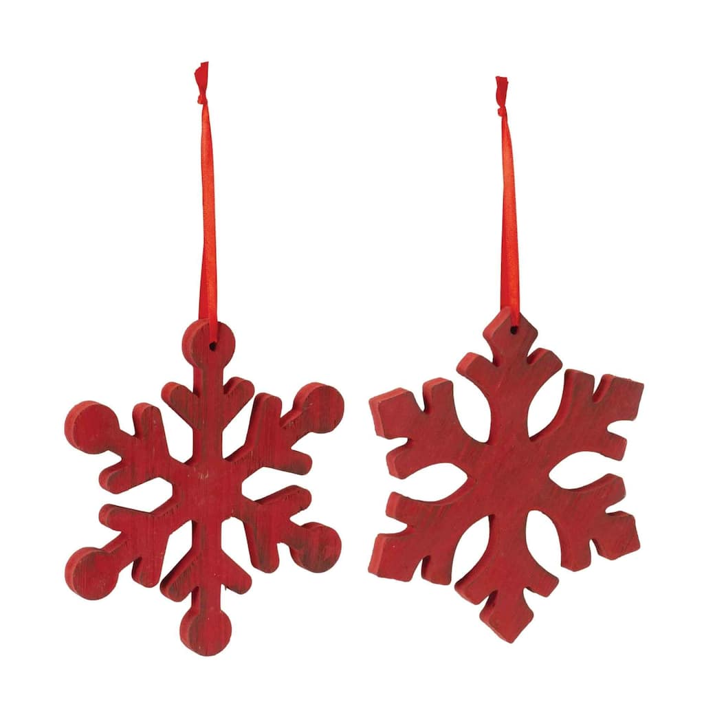Wood Snowflake Christmas Ornaments - 7.75" - 12ct