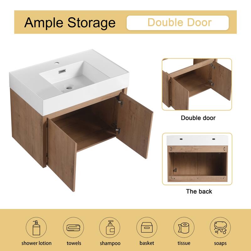 Malwee 24"/30"/36"/48" Floating Bathroom Vanity with Sink
