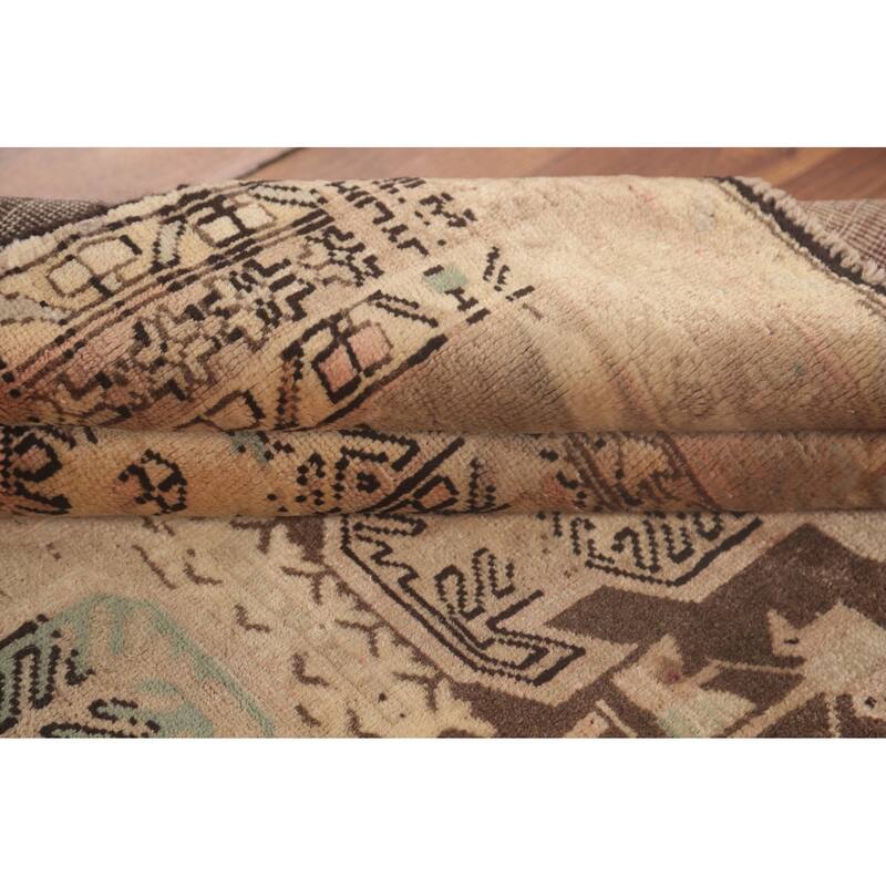 Meshkin Persian Vintage Runner Rug Handmade Wool Carpet - 3'6"x 10'3"