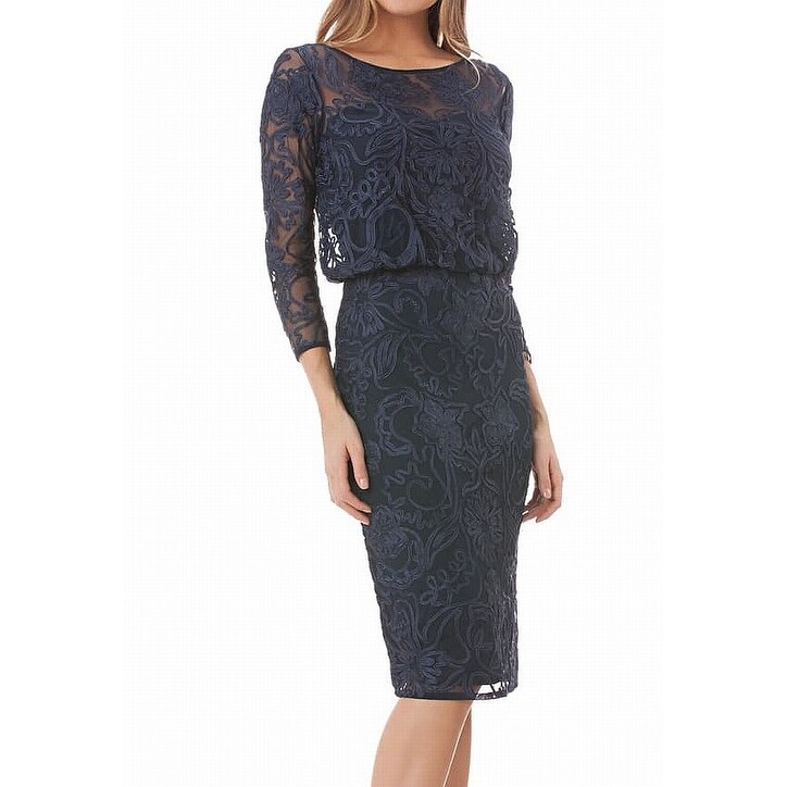 js collections soutache embroidered sheath gown