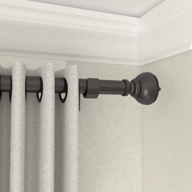 Acroma Black Steel Adjustable Single Elengant Curtain Rod