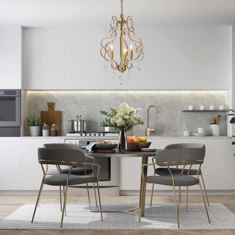 Modern S-shape Gold 3-lights Chandeliers Hanging Crystal Pendant Light for Dining room,Bedroom - W13"xH17.7"